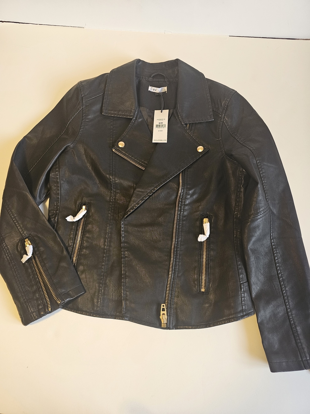 Dex Black Faux Leather Moto Jacket + Free🎁👜